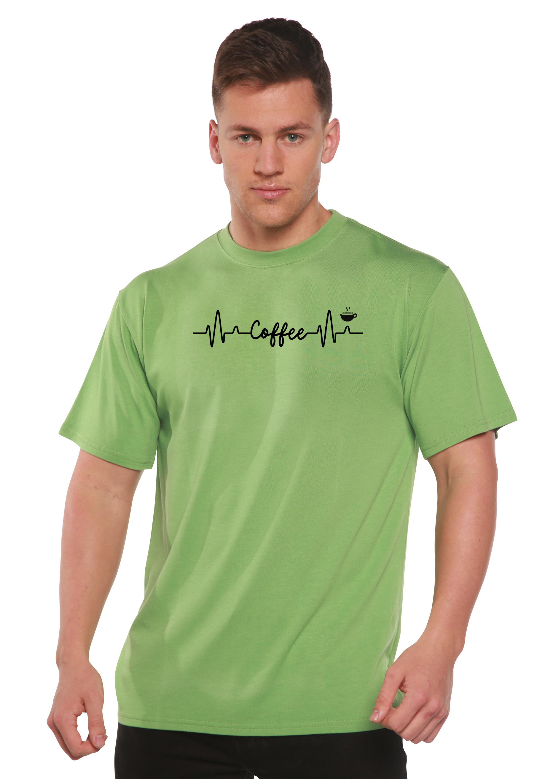 Primakind Heartbeat Coffee Unisex Bamboo/Cotton Graphic T-Shirt
