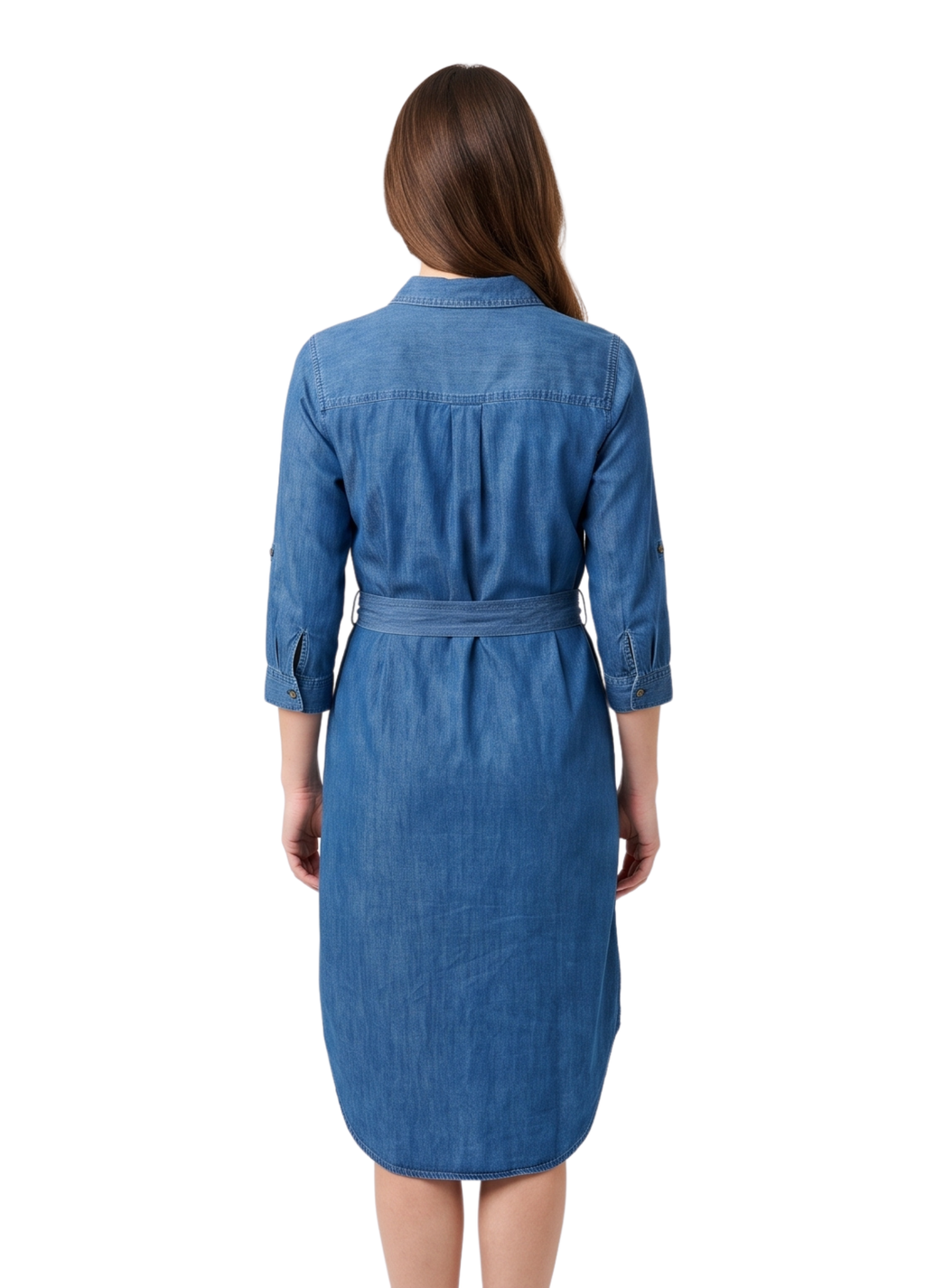 Primakind Women's Denim Belted Shirt Dress