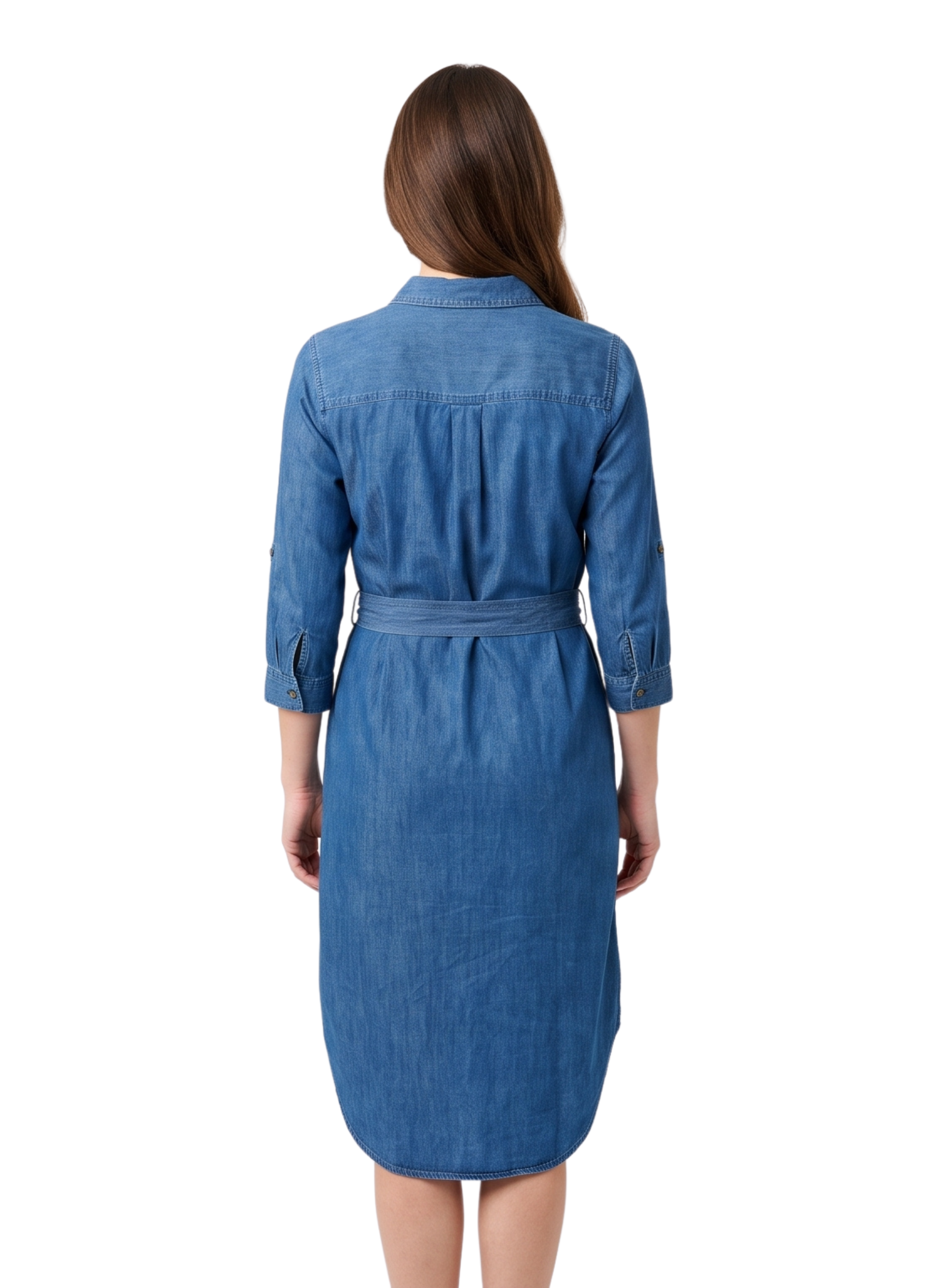 Primakind Women's Denim Belted Shirt Dress