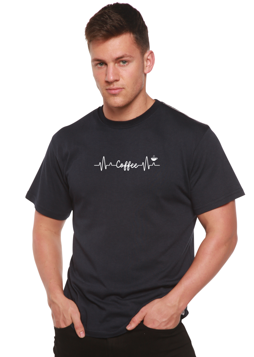 Primakind Heartbeat Coffee Unisex Bamboo/Cotton Graphic T-Shirt