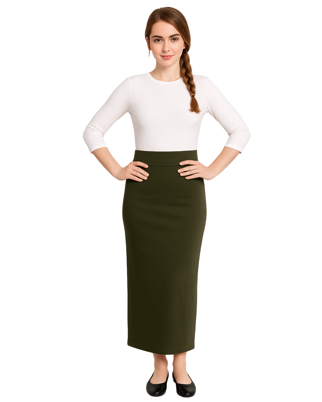 Primakind Women's and Plus Size Stretch Maxi Pencil Skirt