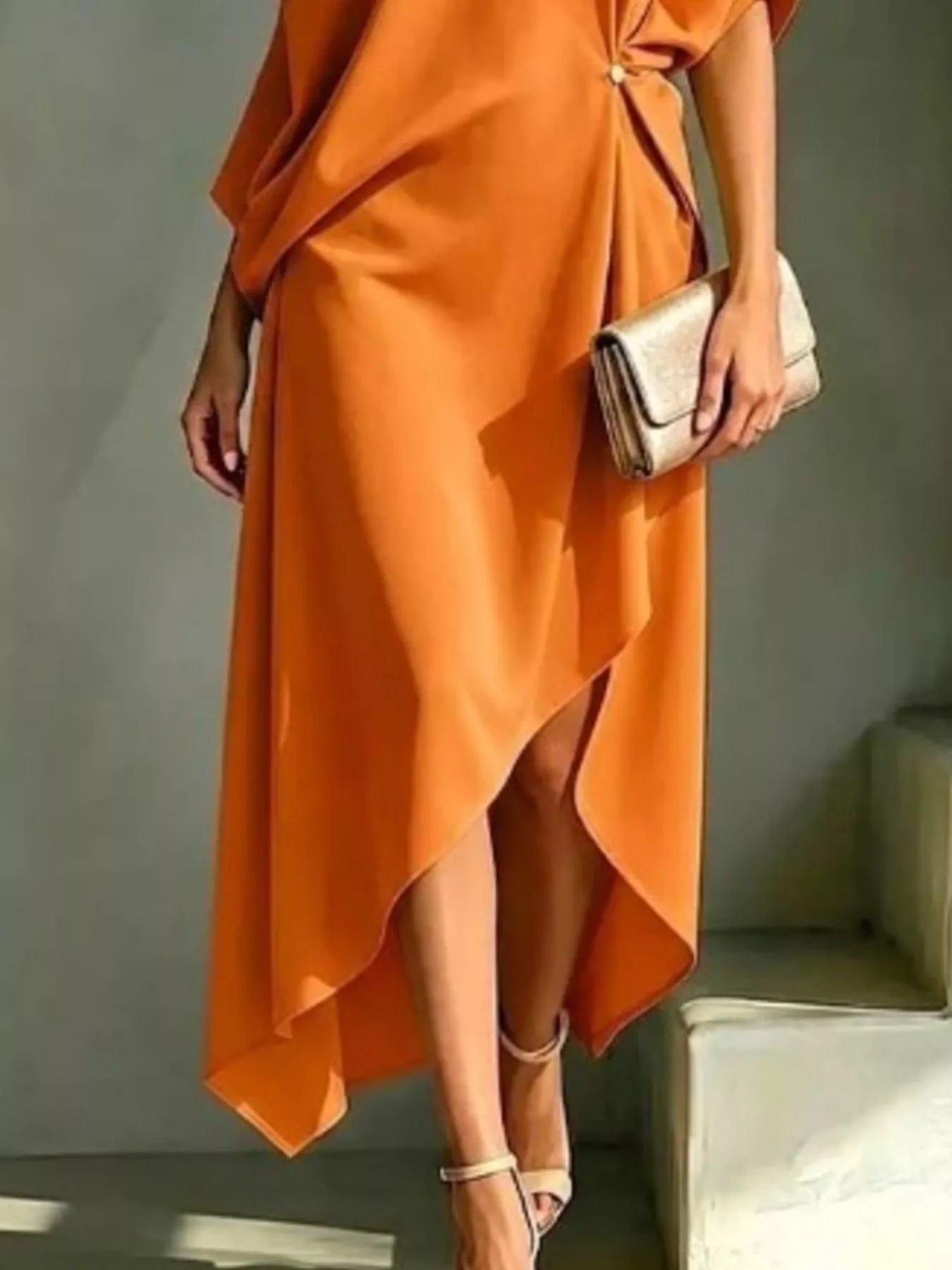 Primkind Full Size Asymmetrical One-Shoulder Drape Dress Plus Size