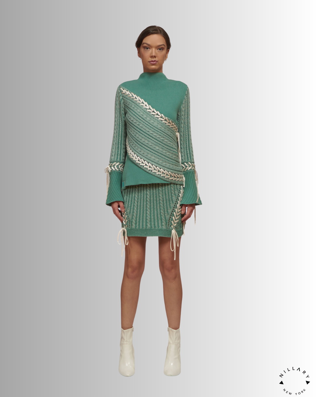 PKF Mirella Organic Cotton Cable Knit Two-Piece Set