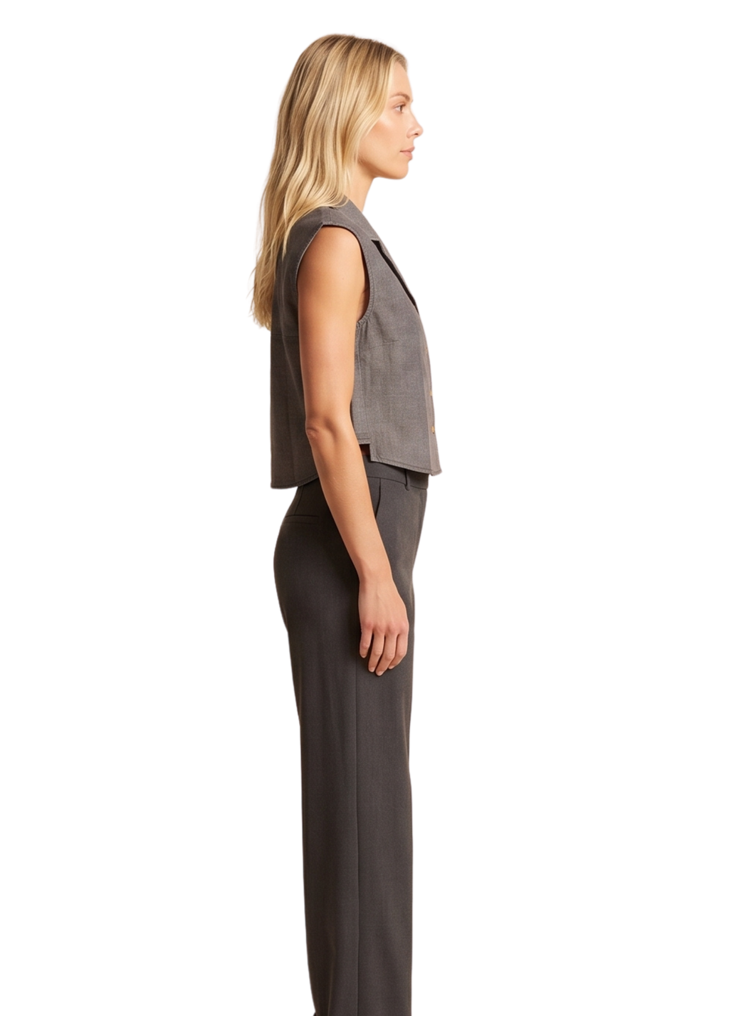 Primakind Women's Sleeveless Cropped Lapel Shirt