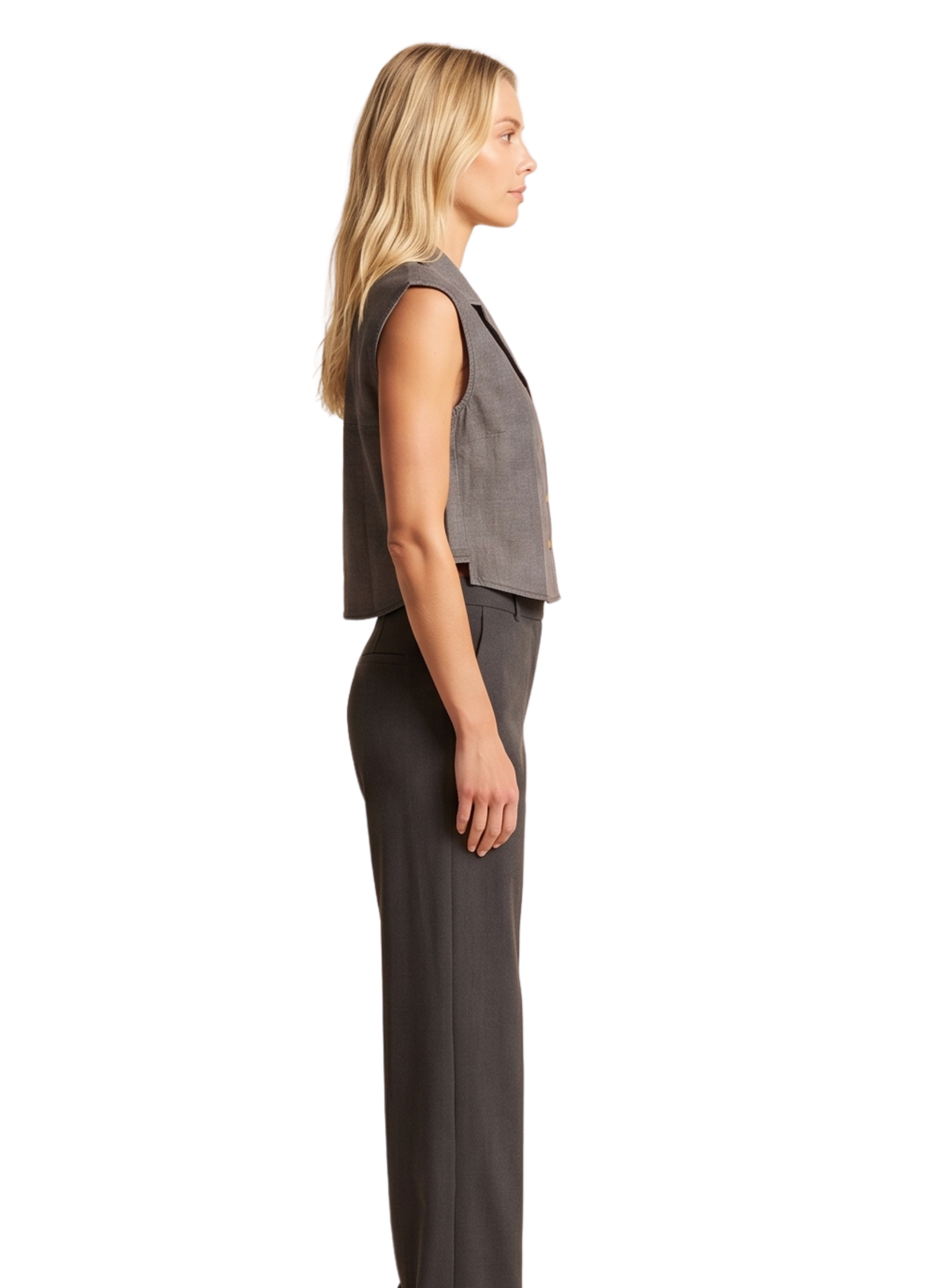 Primakind Women's Sleeveless Cropped Lapel Shirt
