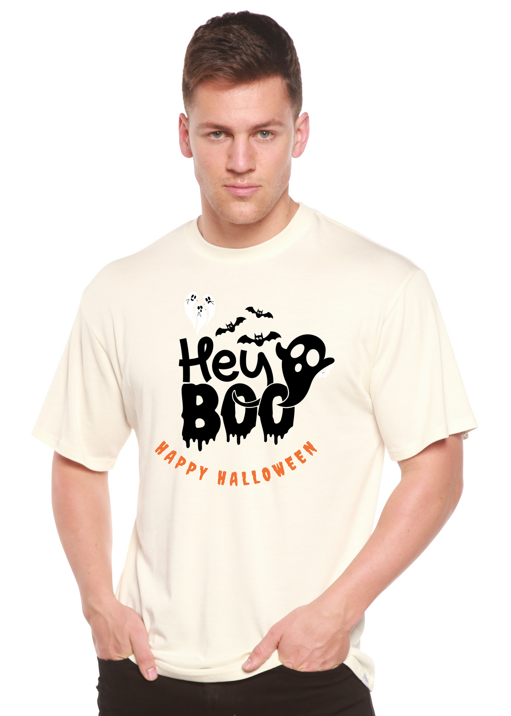 Primakind Hey Boo Men's Bamboo Viscose/Organic Cotton Graphic T-Shirt
