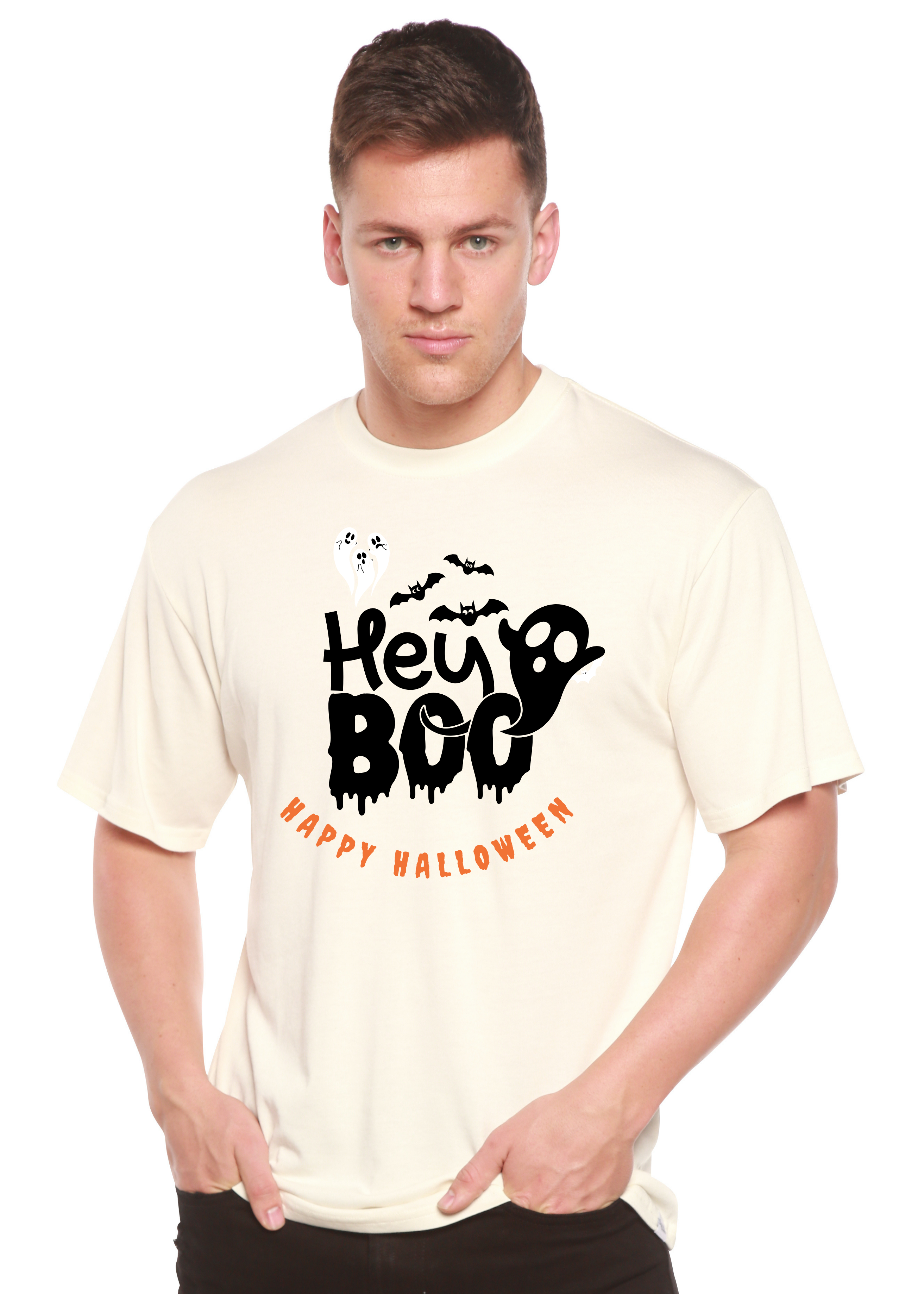 Primakind Hey Boo Men's Bamboo Viscose/Organic Cotton Graphic T-Shirt