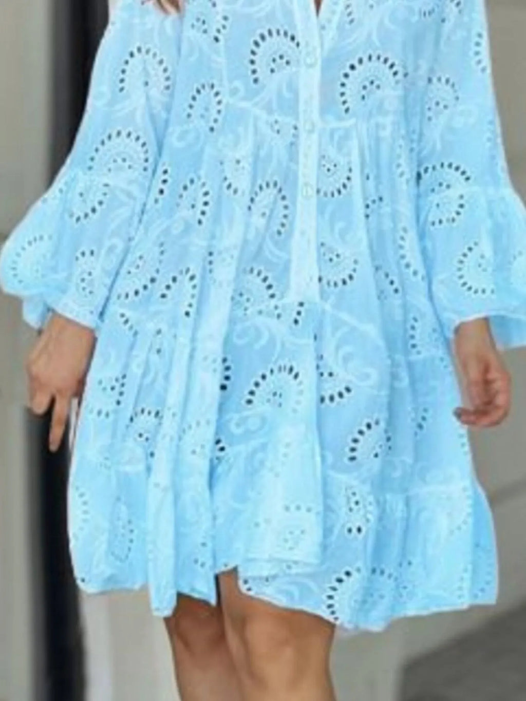 Primakind Full Size Eyelet Ruffled Hem Tiered Dress Plus Size