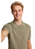 Primakind Men's Zip Placket Knit Polo Shirt
