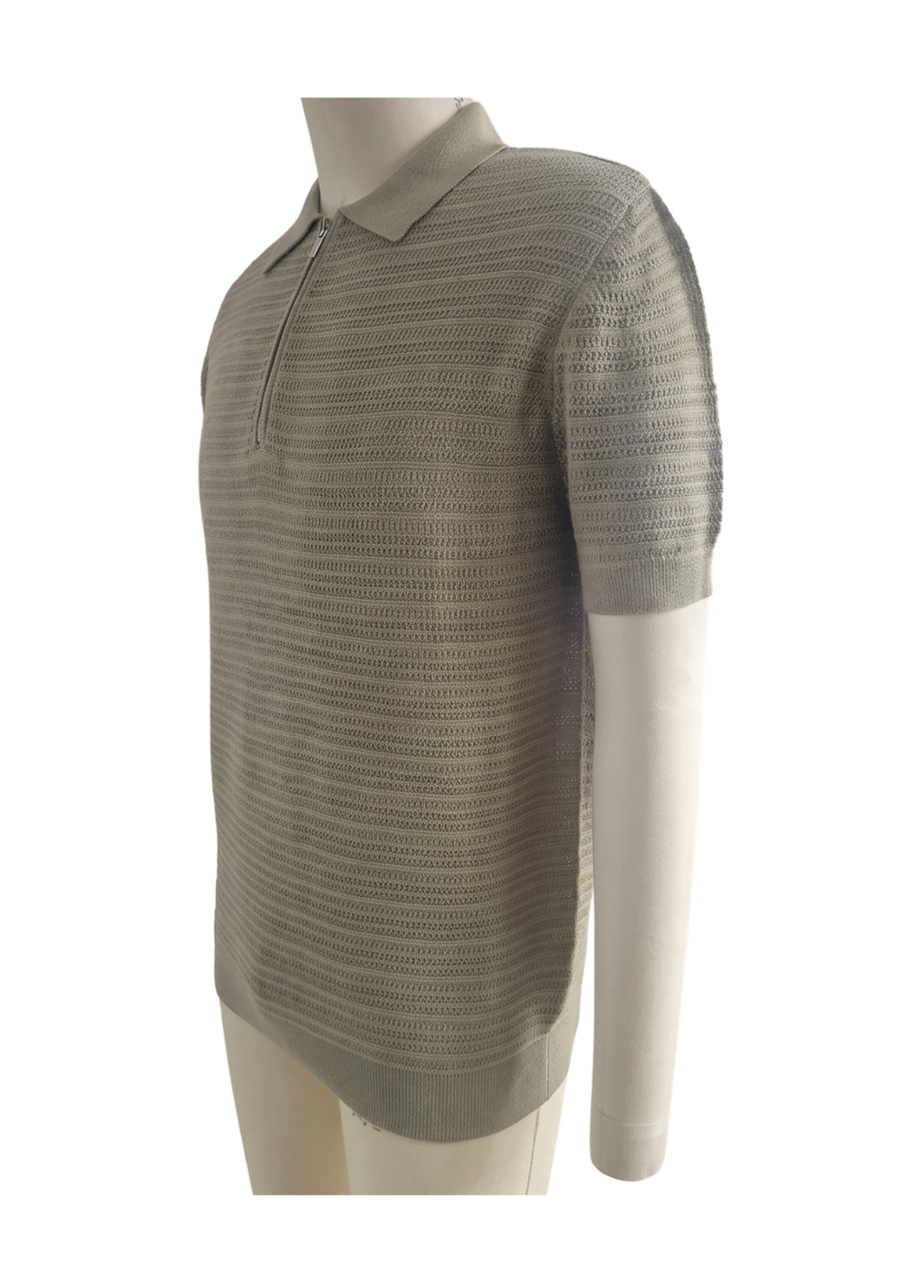 Primakind Men's Zip Placket Knit Polo Shirt