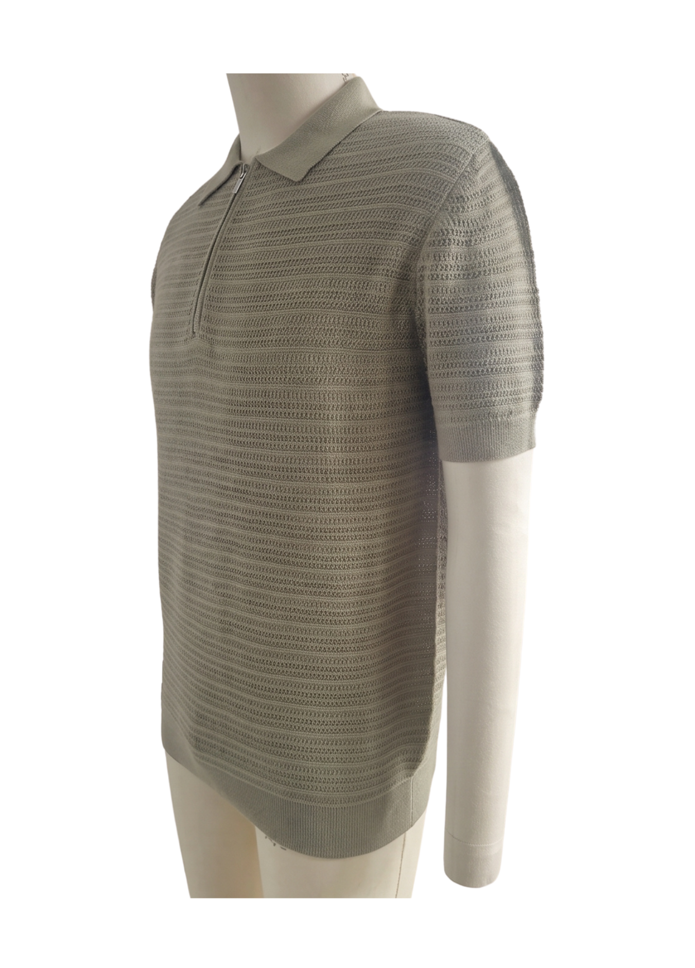 Primakind Men's Zip Placket Knit Polo Shirt
