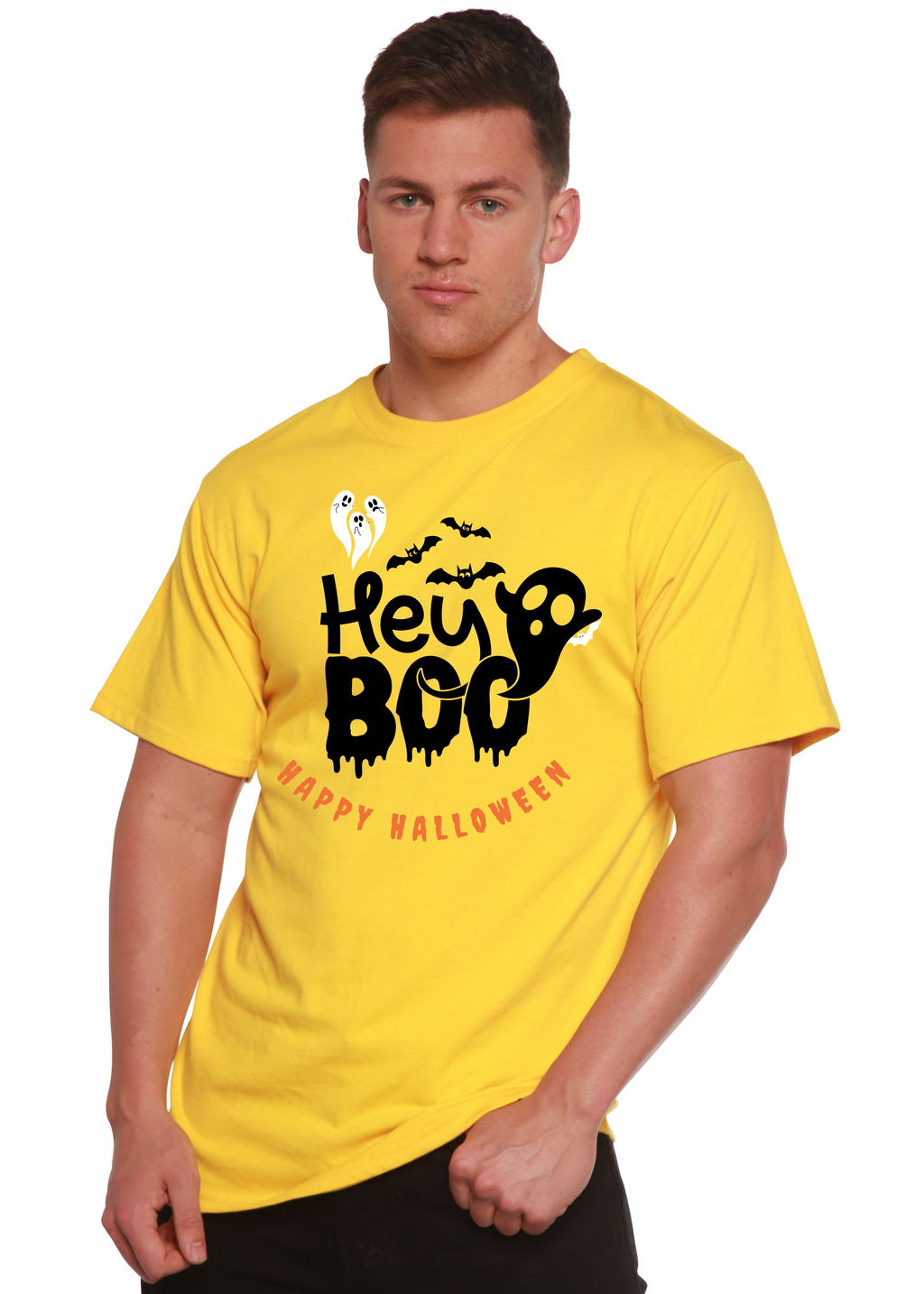 Primakind Hey Boo Men's Bamboo Viscose/Organic Cotton Graphic T-Shirt