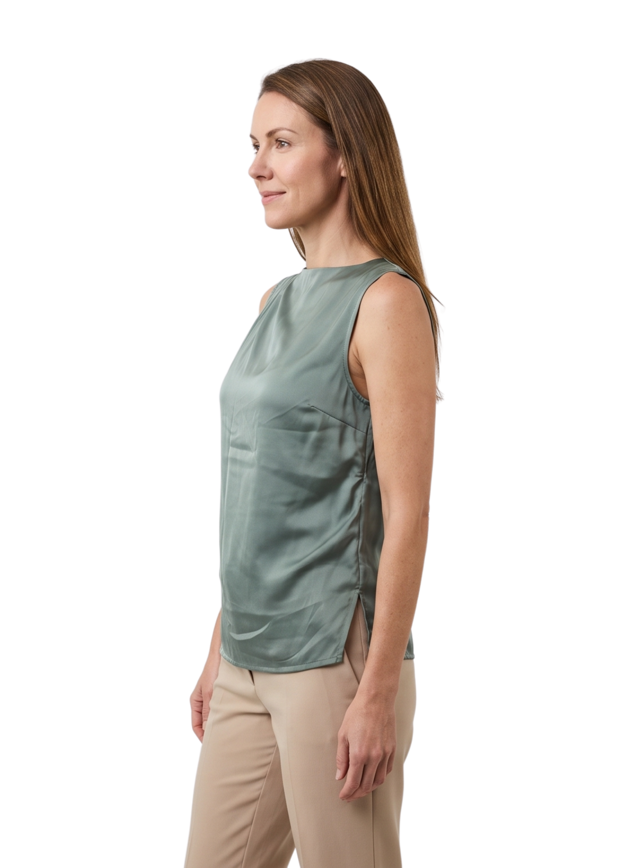 Primakind Women's Satin Sleevless High Neck Top