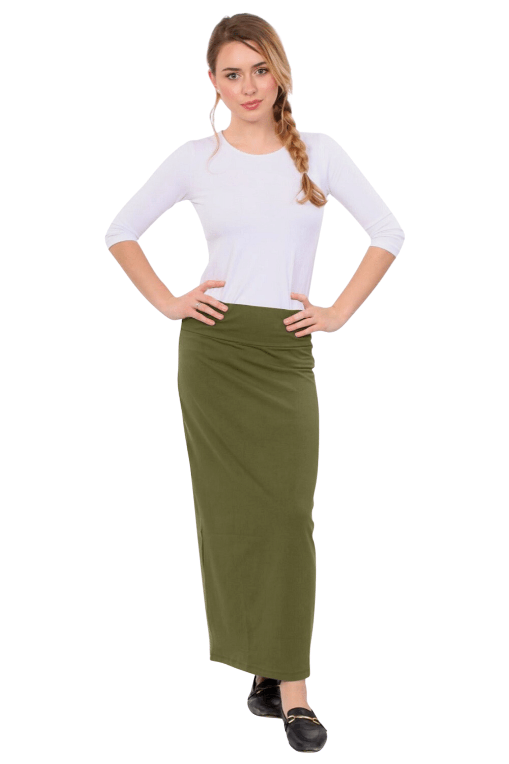 Primakind Women's and Plus Size Stretch Maxi Pencil Skirt
