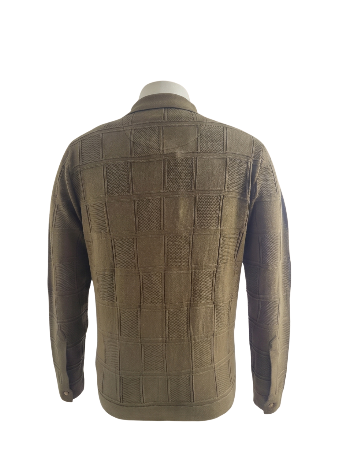 Primakind Men's Grid Pattern Knit Cardigan Shirt