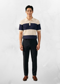 Primakind Men's Colorblock Striped Knit Polo Shirt