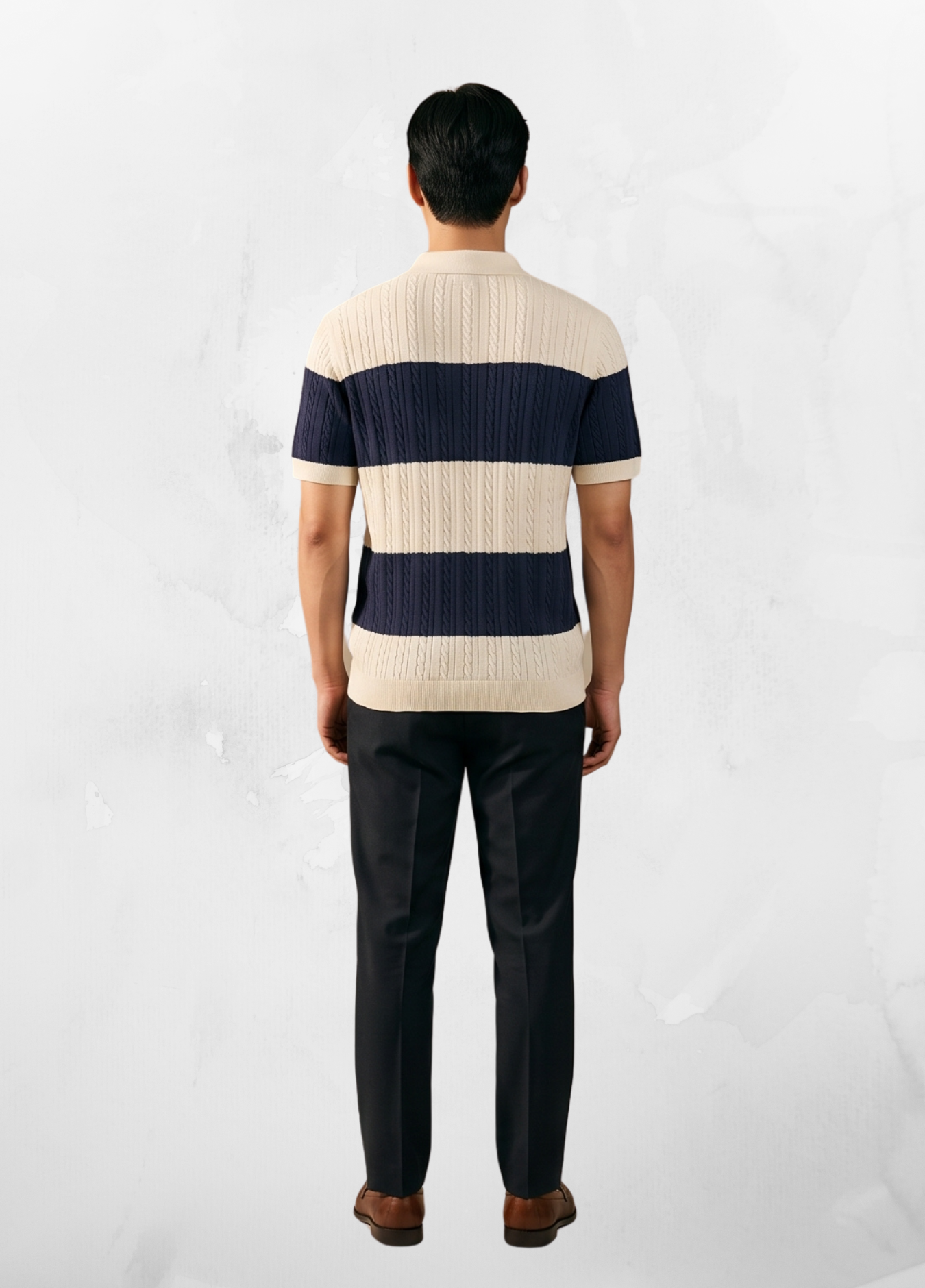 Primakind Men's Colorblock Striped Knit Polo Shirt