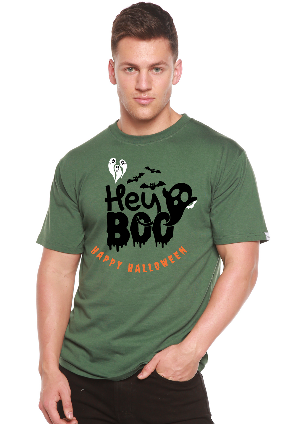 Primakind Hey Boo Men's Bamboo Viscose/Organic Cotton Graphic T-Shirt