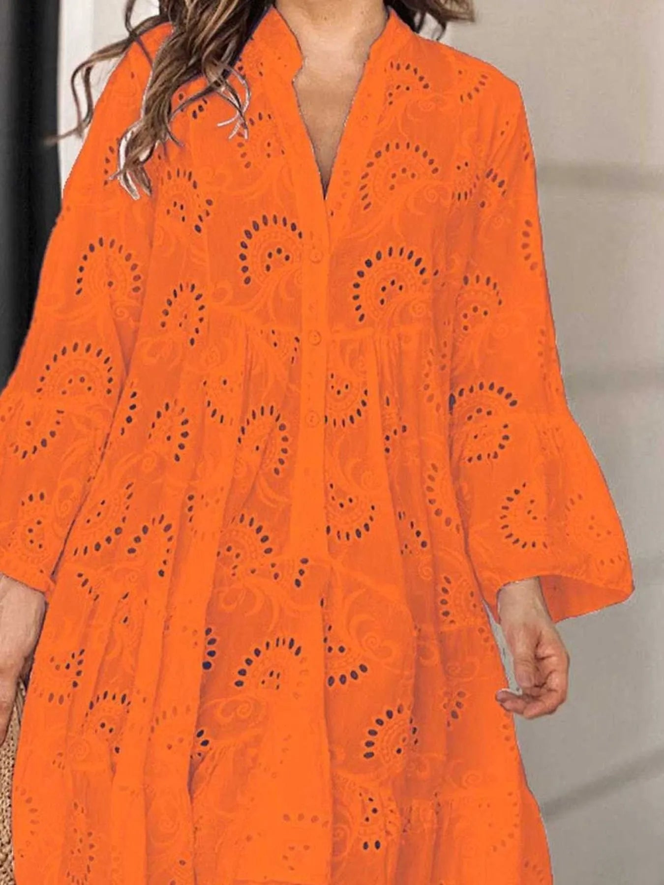 Primakind Full Size Eyelet Ruffled Hem Tiered Dress Plus Size