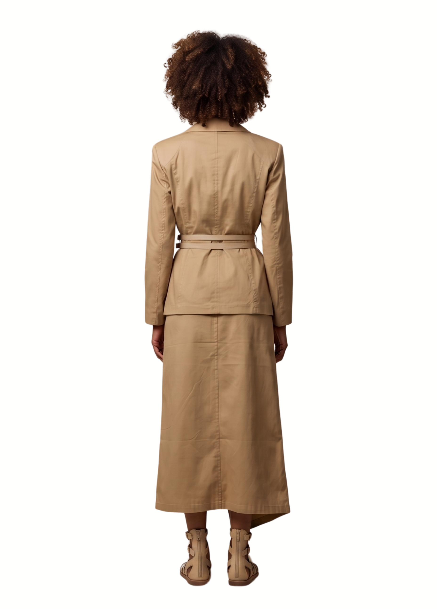 Primakind Women's Double Breasted Belter Blazer and Asymmetrical Wrap Skirt Set
