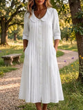 Primakind Full Size Peter Pan Collar Button Down Dress Plus Size