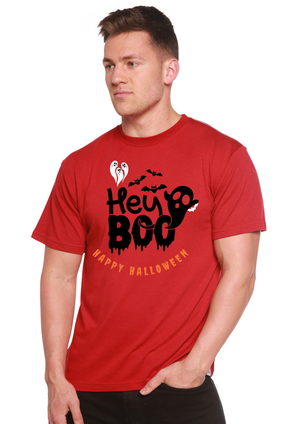 Primakind Hey Boo Men's Bamboo Viscose/Organic Cotton Graphic T-Shirt