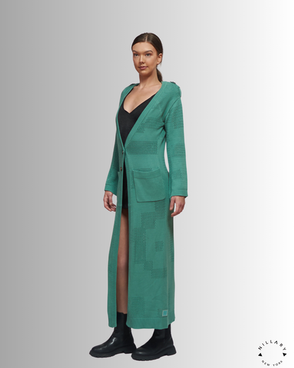 PKF Joviana Organic Cotton Knit &amp; Mesh Long Cardigan