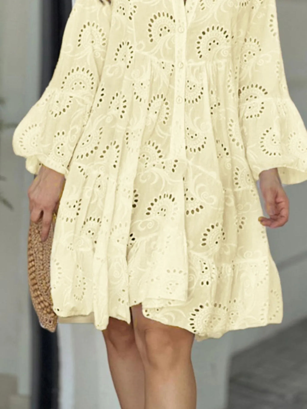 Primakind Full Size Eyelet Ruffled Hem Tiered Dress Plus Size