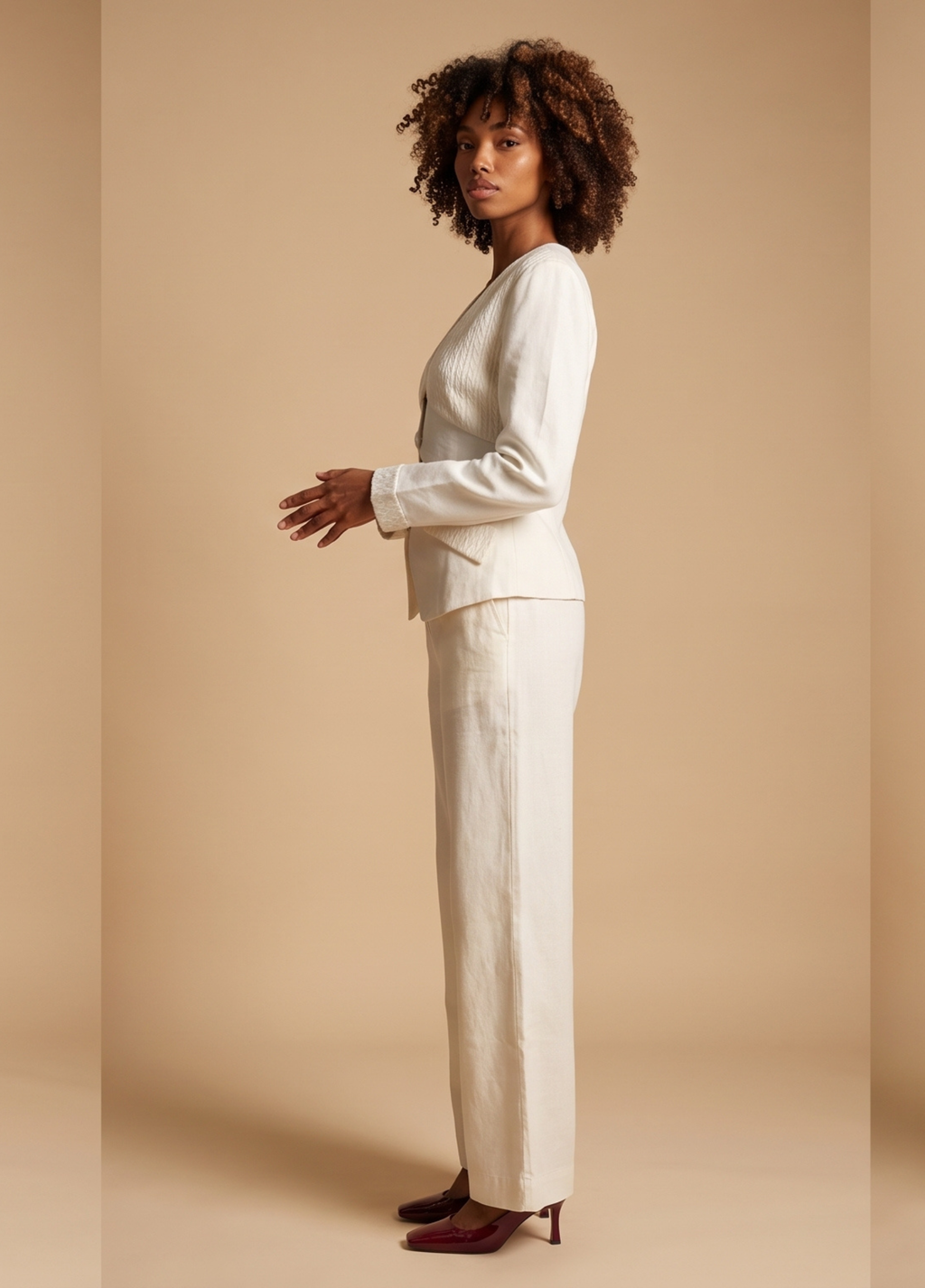Primakind Women's Cut-Out Tailored Blazer and Straight Pants Set