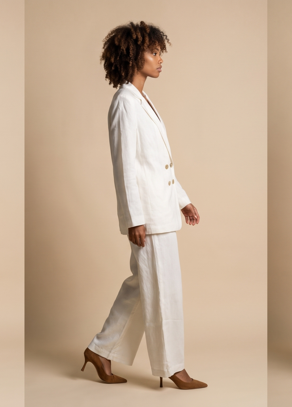Primakind Women's Double-Breasted Tailored Blazer and Wide-Leg Pant