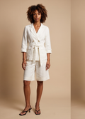 Primakind Women's Double-Breasted Belted Blazer and Bermuda Shorts Set