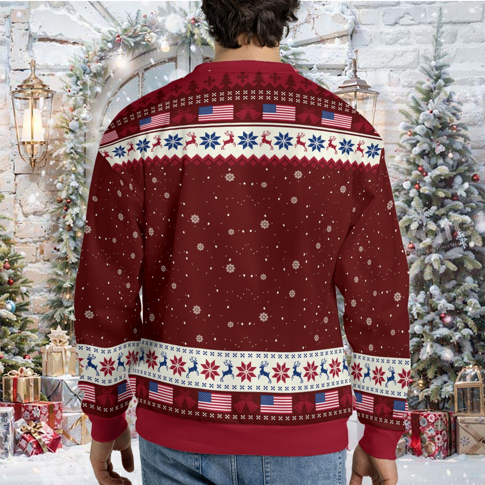 Merry Christmas Ya Filthy Democrats, Funny Trump Dancing Ugly Sweater, Trump 2024 Christmas All-Over-Printed Sweatshirt C1795 - GOP