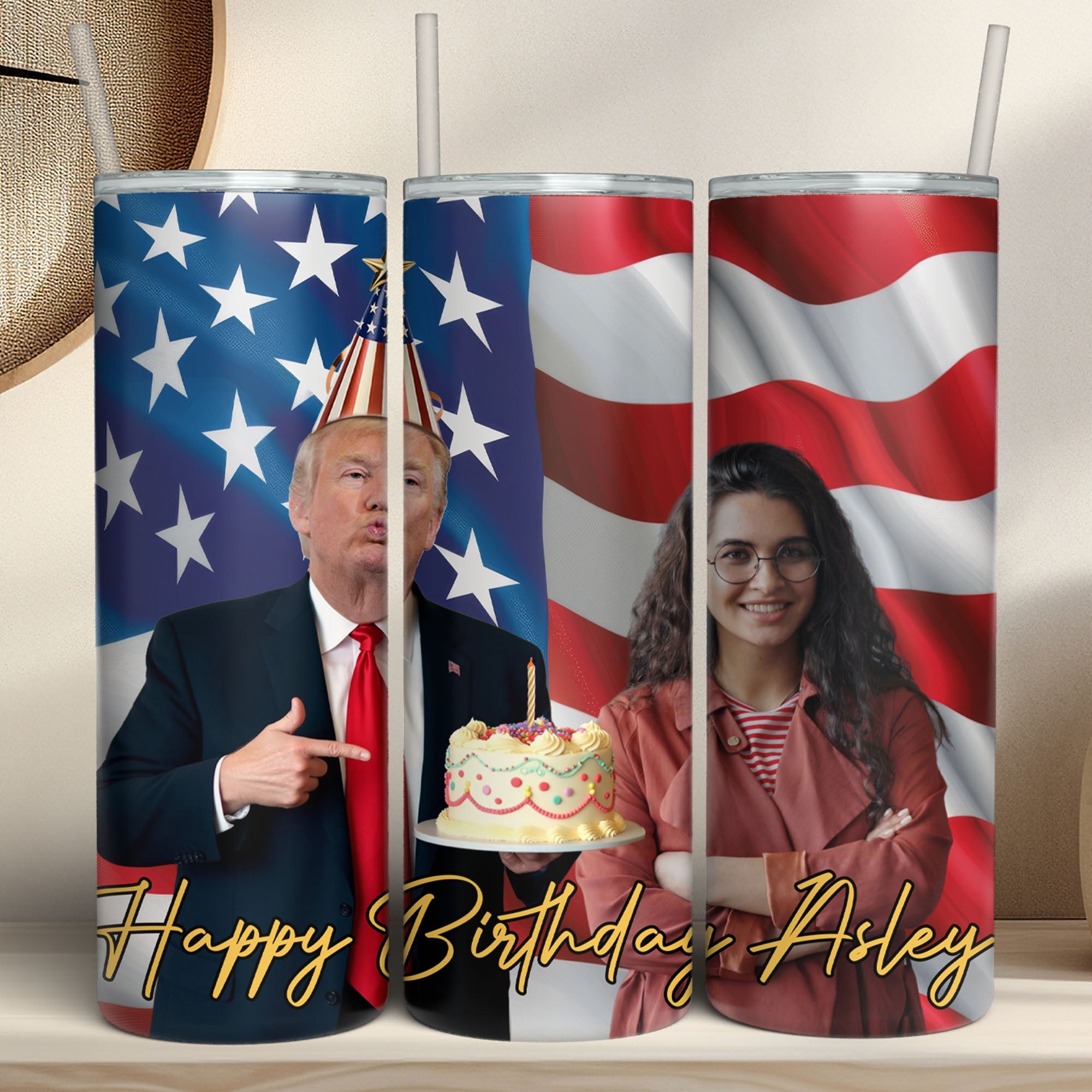 Happy Father's Day | Personalize Photo Tumbler | Photo with Trump Skinny Tumbler | Gift For Dad 682000 - GOP