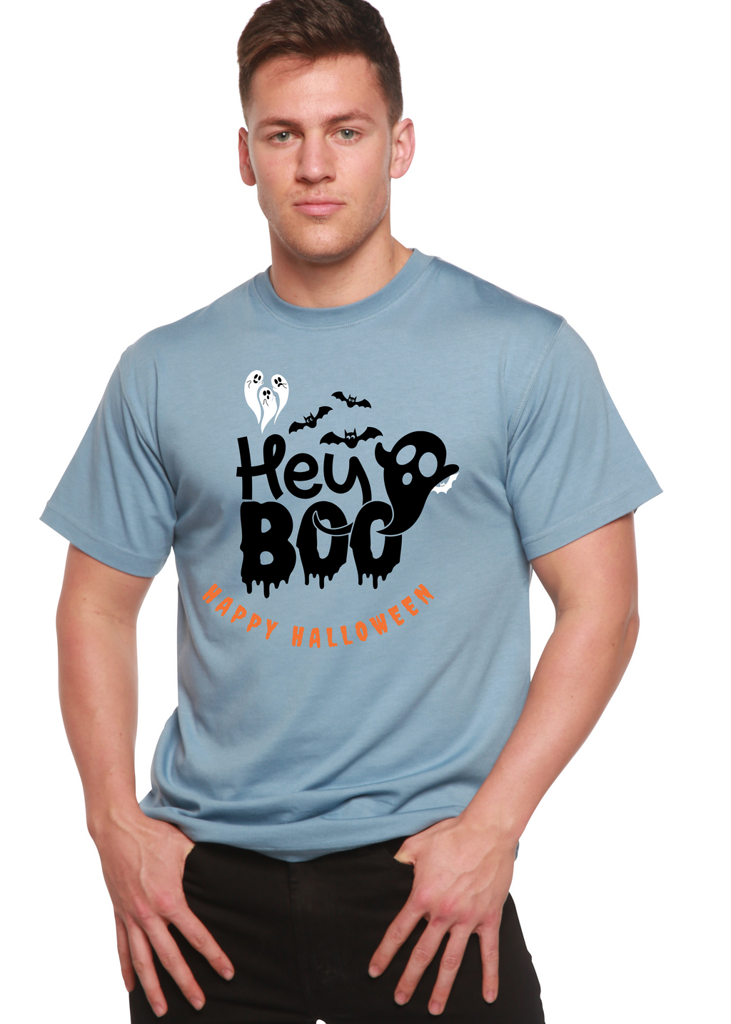 Primakind Hey Boo Men's Bamboo Viscose/Organic Cotton Graphic T-Shirt