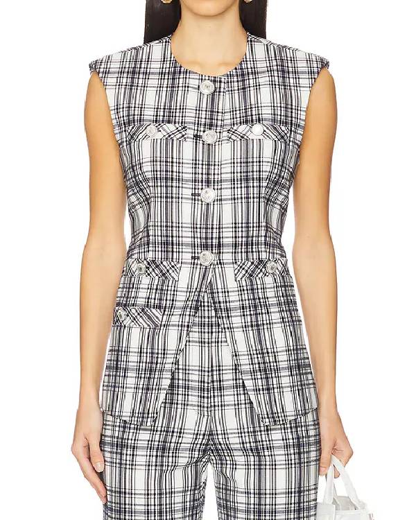 Only Murders in the Building Selena Gomez Plaid Vest