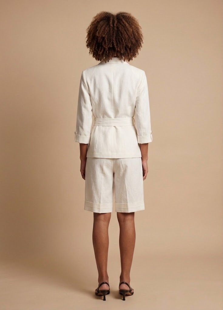 Primakind Women's Double-Breasted Belted Blazer and Bermuda Shorts Set