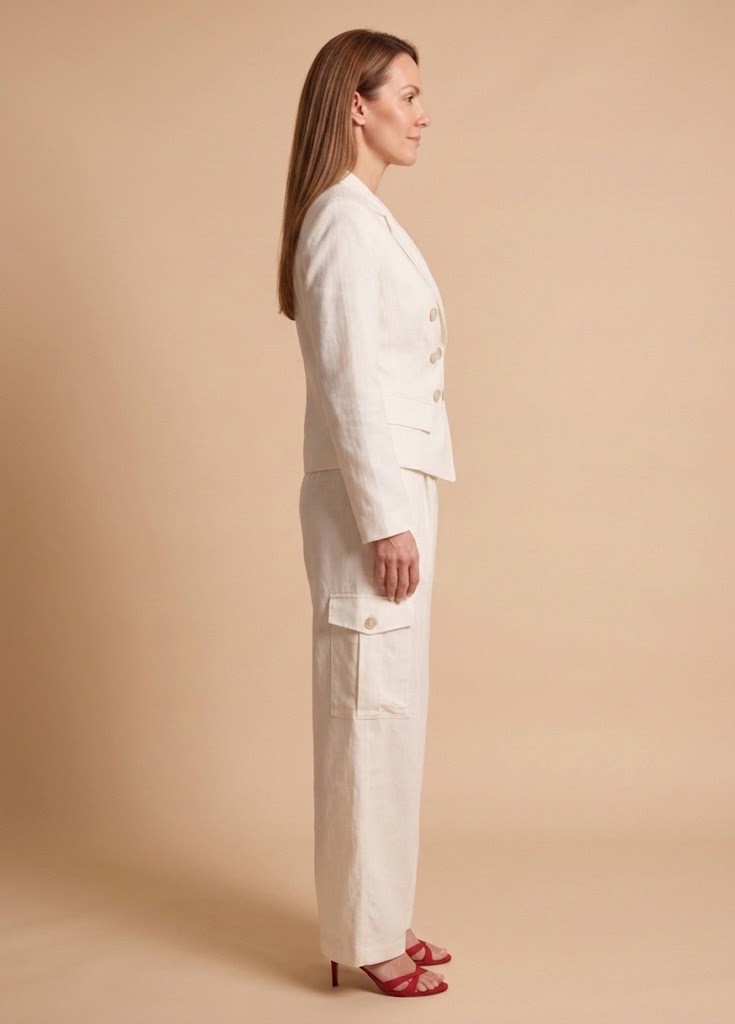 Primakind Women's Double-Breasted Tailors Blazer and Cargo Pants Set