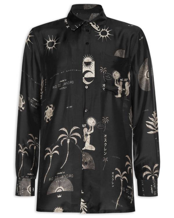 Dois às 10 Manu Rodrigues Black Printed Shirt