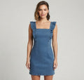 Primakind Women's Ruffle Straps Denim Mini Dress
