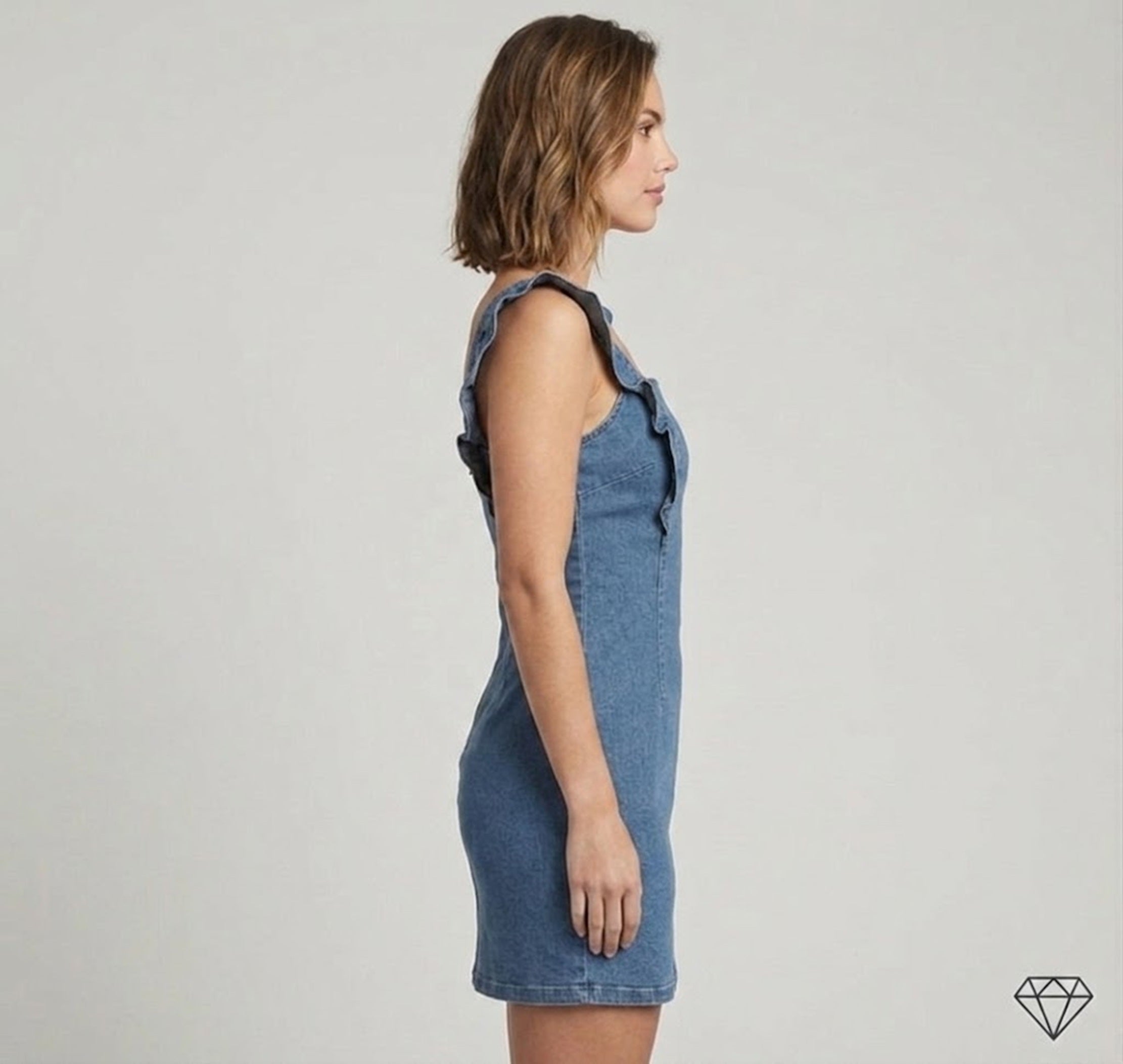 Primakind Women's Ruffle Straps Denim Mini Dress