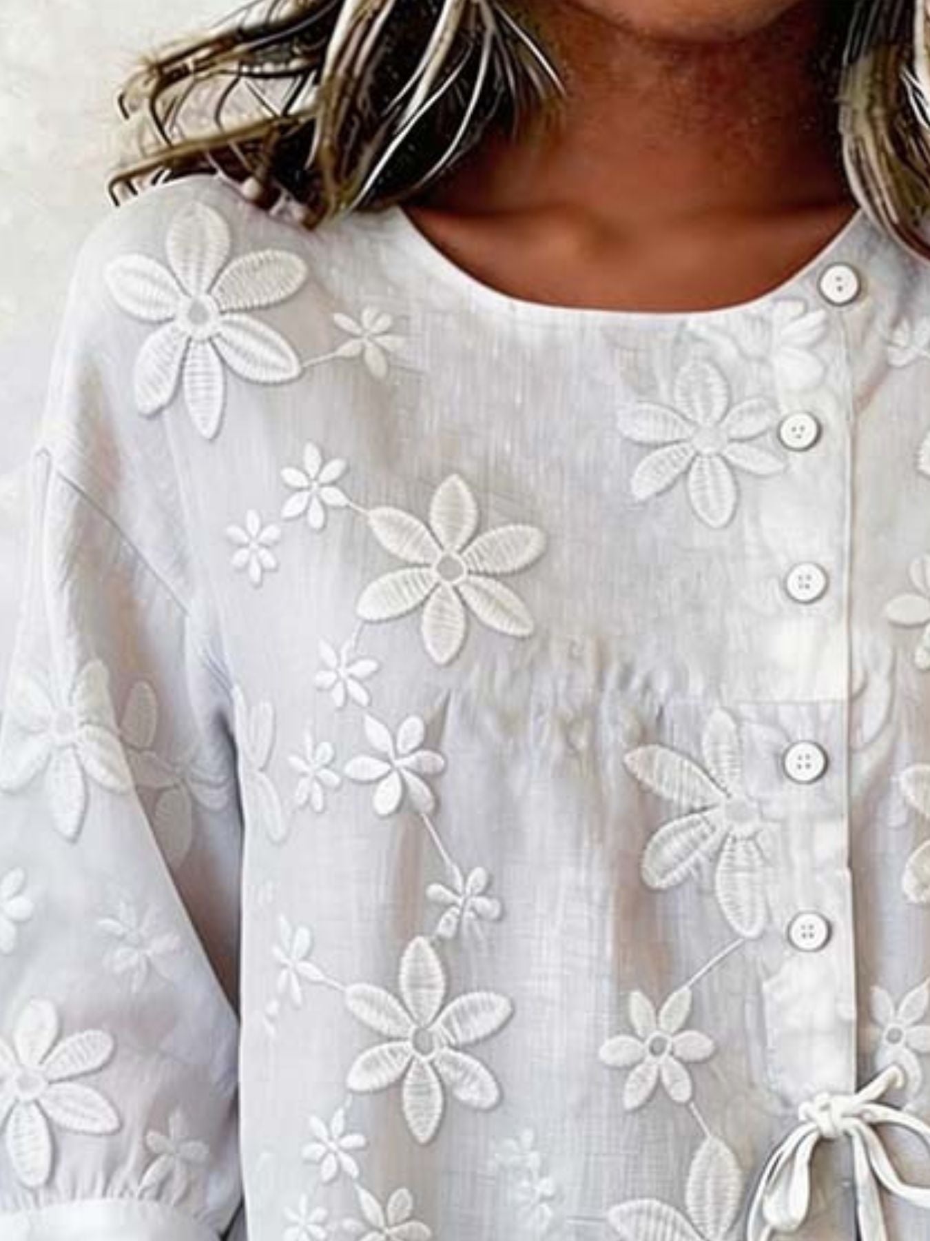 Primakind Full Size Floral Embroidered Button-Down Shirt Plus Size