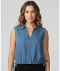 Primakind Denim Look V-Neck Tank Shirt