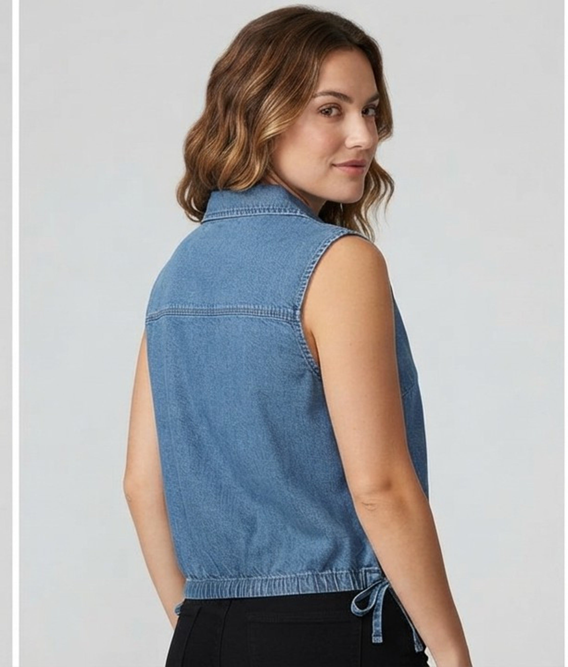 Primakind Denim Look V-Neck Tank Shirt
