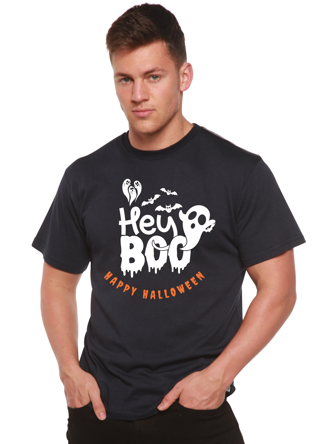 Primakind Hey Boo Men's Bamboo Viscose/Organic Cotton Graphic T-Shirt