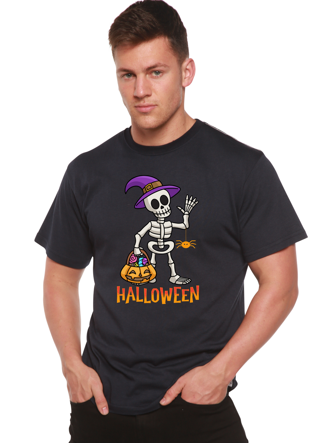 Primakind Happy Halloween Unisex Bamboo Viscose/Organic Cotton Graphic T-Shirt