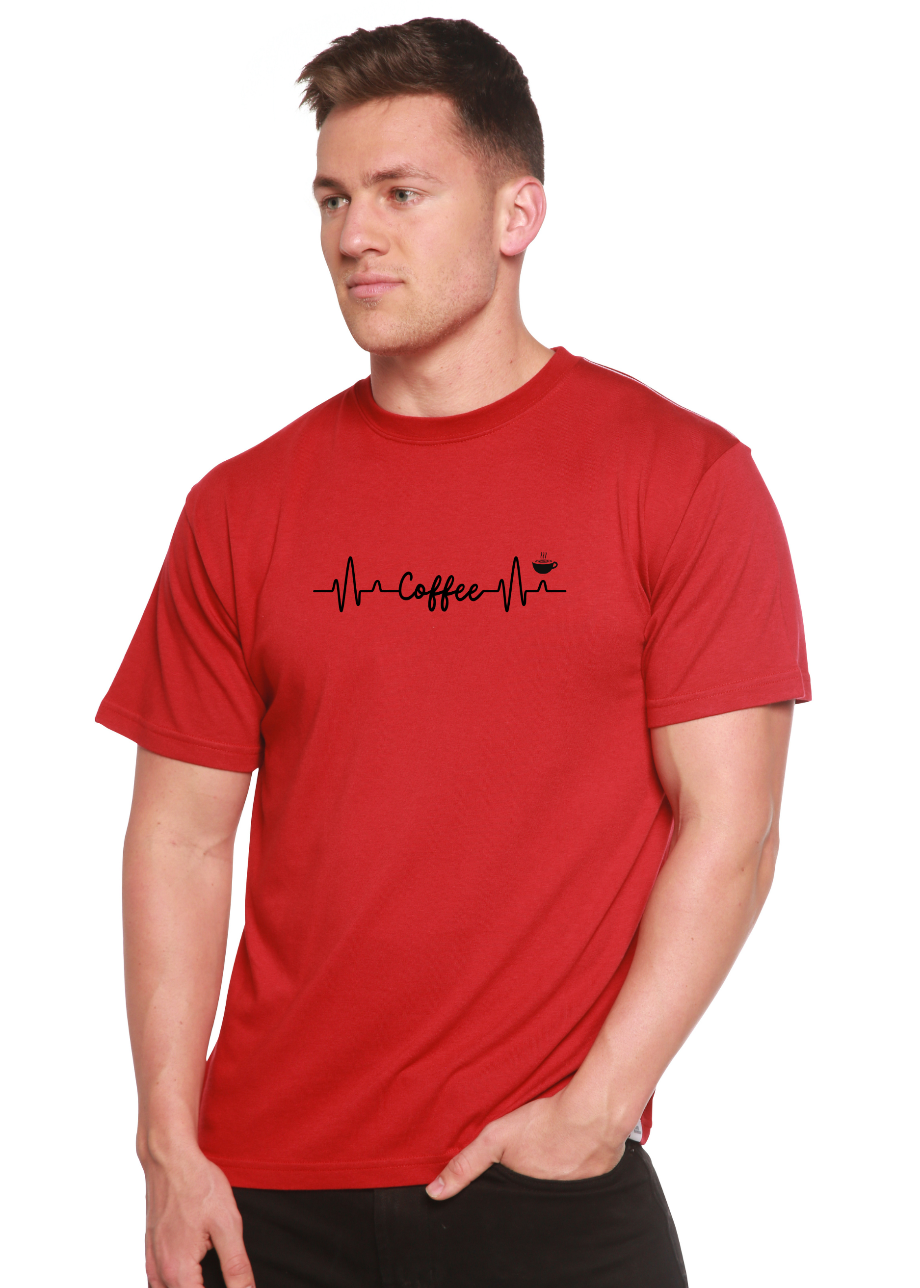 Primakind Heartbeat Coffee Unisex Bamboo/Cotton Graphic T-Shirt