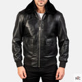 Airin G-1 Black Leather Bomber Jacket