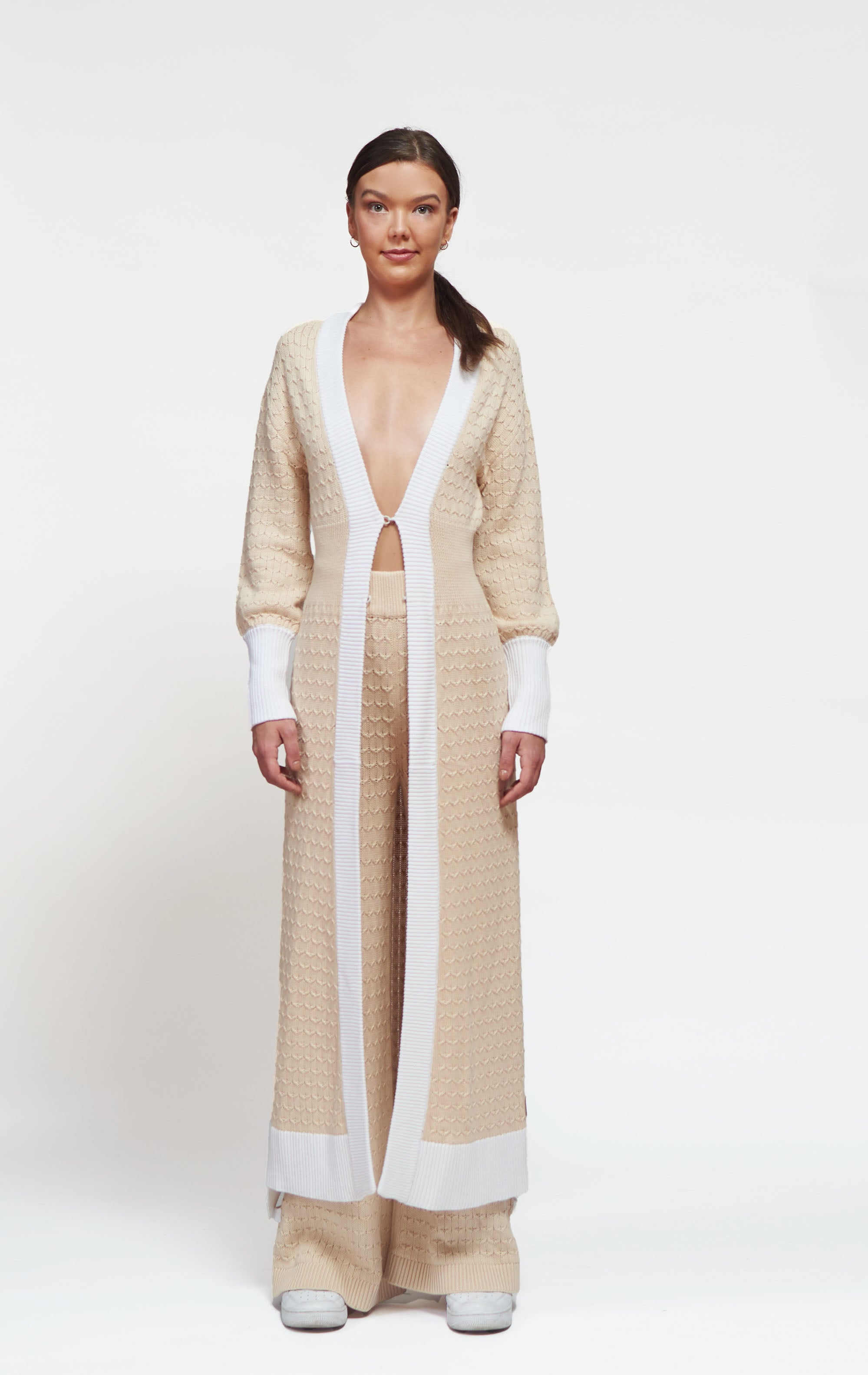 Primakind Alba Knit Long Cardigan And Pants Set