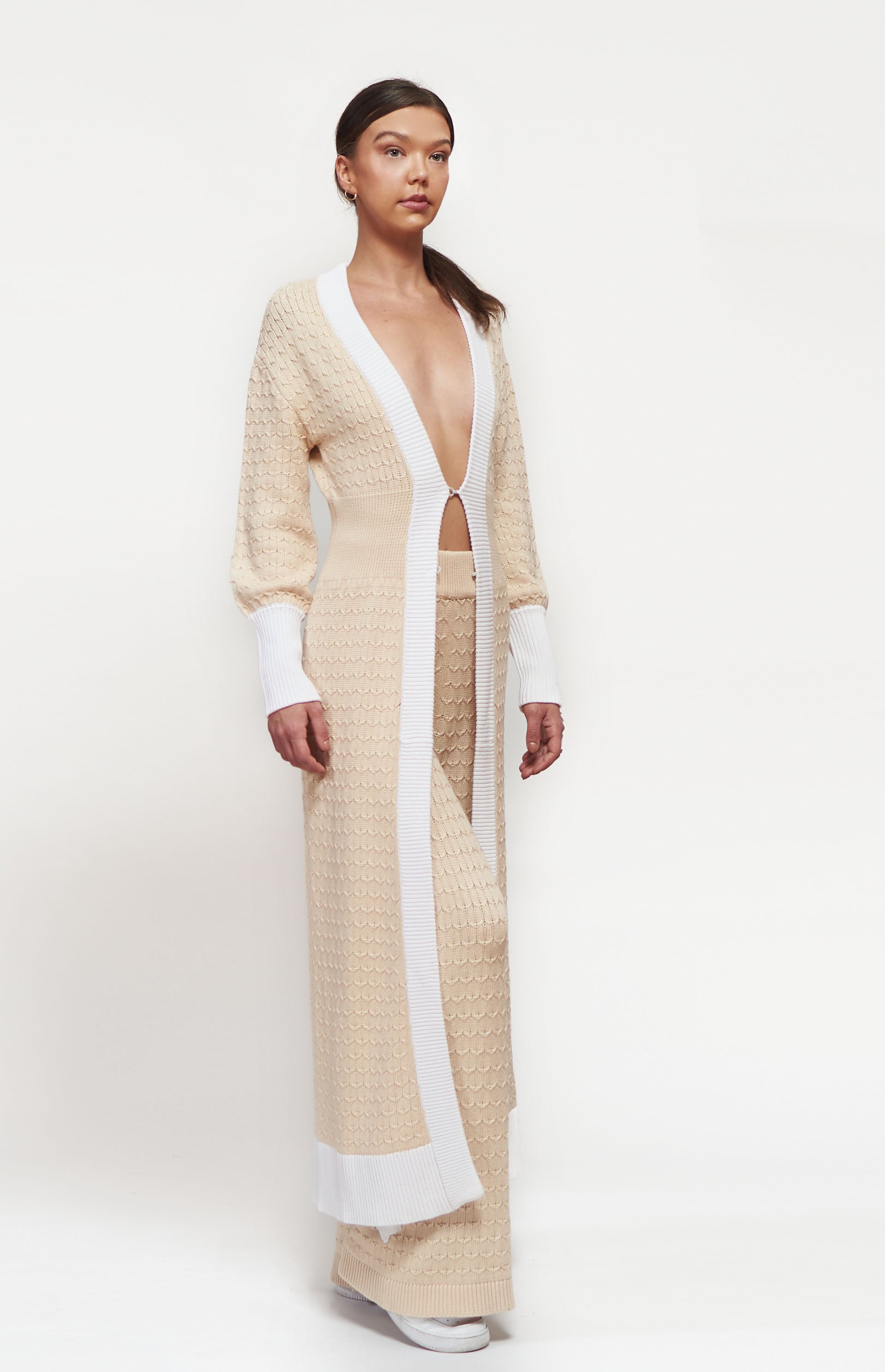 Primakind Alba Knit Long Cardigan And Pants Set