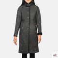 Alina Shearling Black Leather Coat